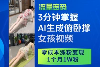 3分钟掌握AI生成俯卧撑女孩视频，零成本涨粉变现，1个月1W粉-颜夕资源网-第13张图片