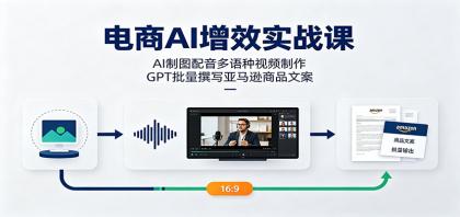 电商AI增效实战课：AI制图配音多语种视频制作，GPT批量撰写亚马逊商品文案