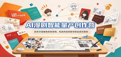 AI漫剧智能量产创作营：剧本分镜角色配音剪辑，吃透风控变现与职业成长路径