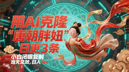 用AI克隆“唐朝胖妞”日更3条，平台疯狂推流，小白闭眼复制，当天见效，日入1k+-颜夕资源网-第13张图片